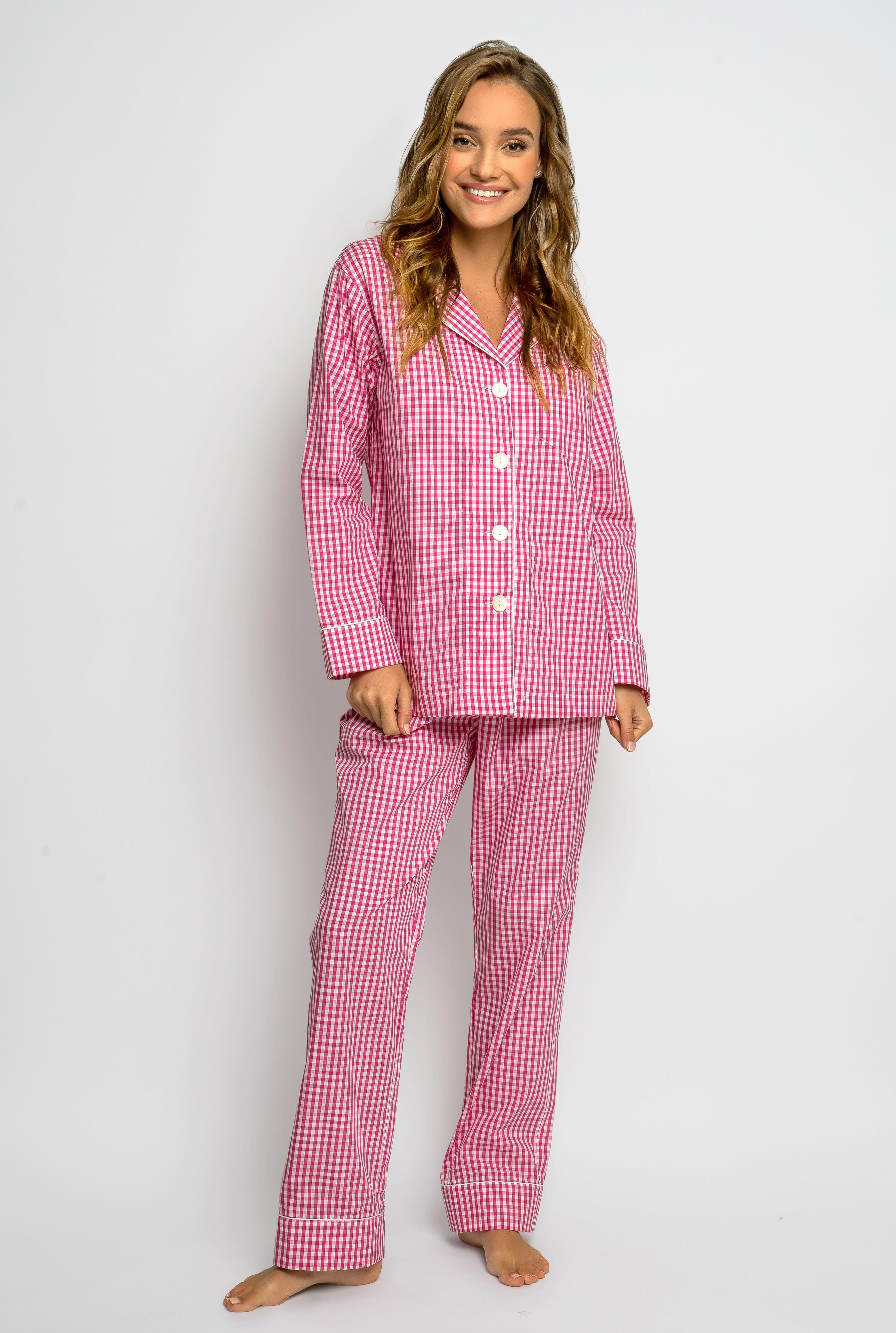 luxury cotton pajamas pink gingham min luxury cotton pajamas pink gingham min